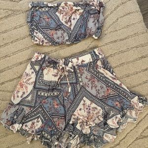 Two Piece Multi-Print Shorts and Tube Top